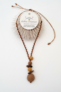 Colliers YATE 6 pierre volcanique jaune & empreinte d' oursin crayon avec sable de Nouvelle Calédonie