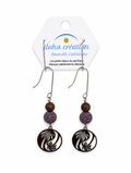 Boucles d'oreilles COCOTIER 2 avec pierre volcanique mauve Nouvelle Calédonie