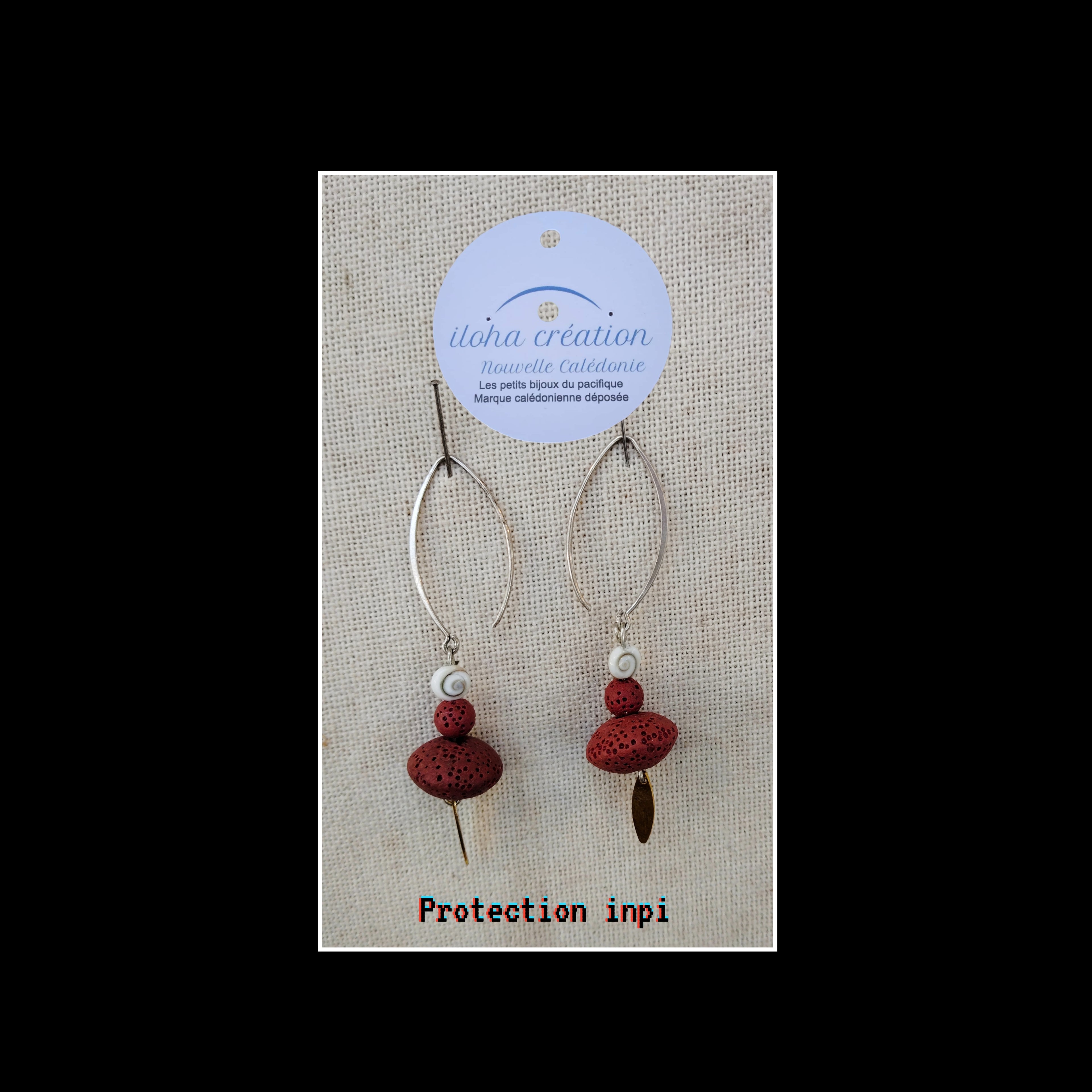 Boucles d'oreilles TIARE 8 - Argent 925 & Pierre volcanique rouge