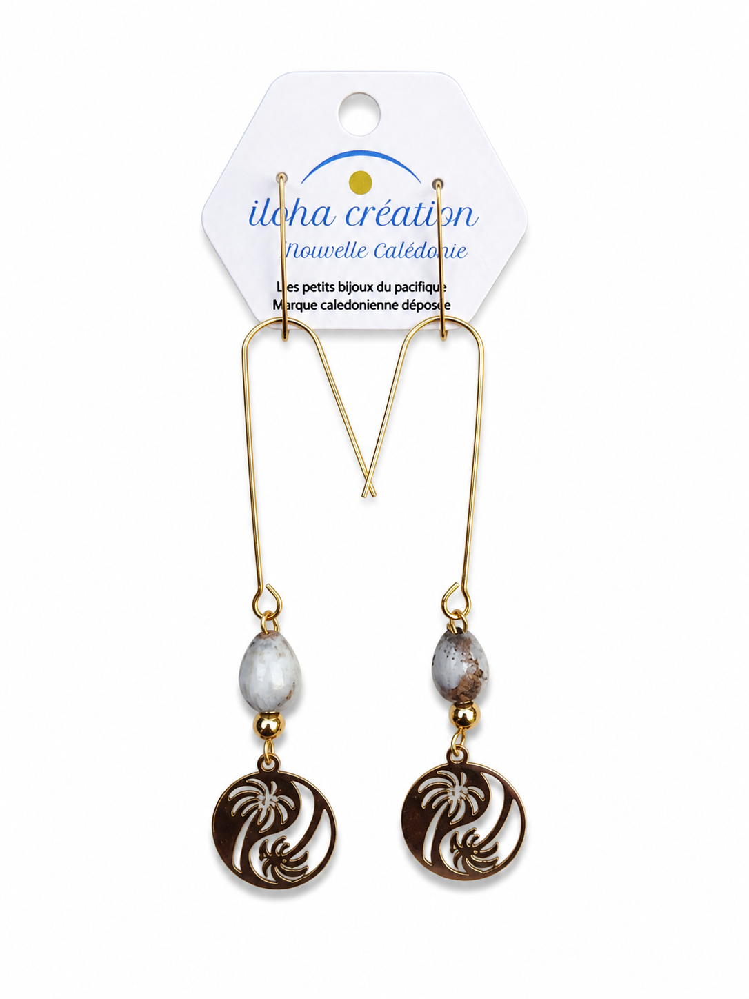 Boucles d'oreilles COCOTIER 7 & Plaqué or 18k - Nouvelle Calédonie