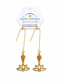 Boucles d'oreilles LOTUS 2- Pierre volcanique jaune - plaque or 18k -Nouvelle Calédonie