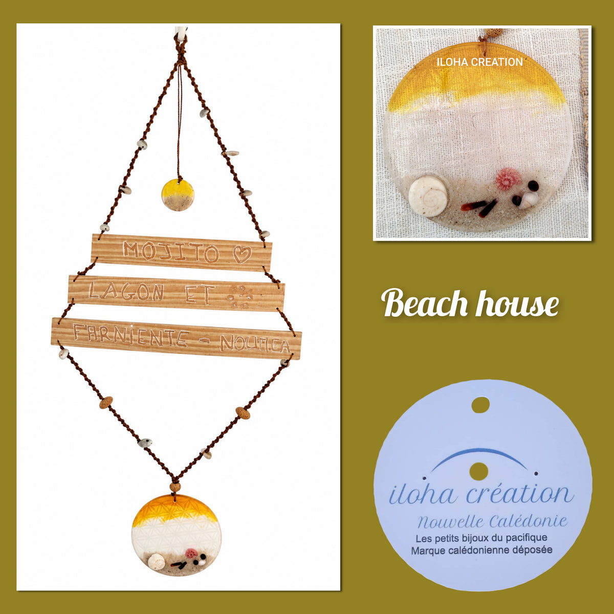 Beach house  de décoration Koe 8 -Déco exterieur ou interieur -inclusion résine avec sable de nouvelle calédonie-Artisanal