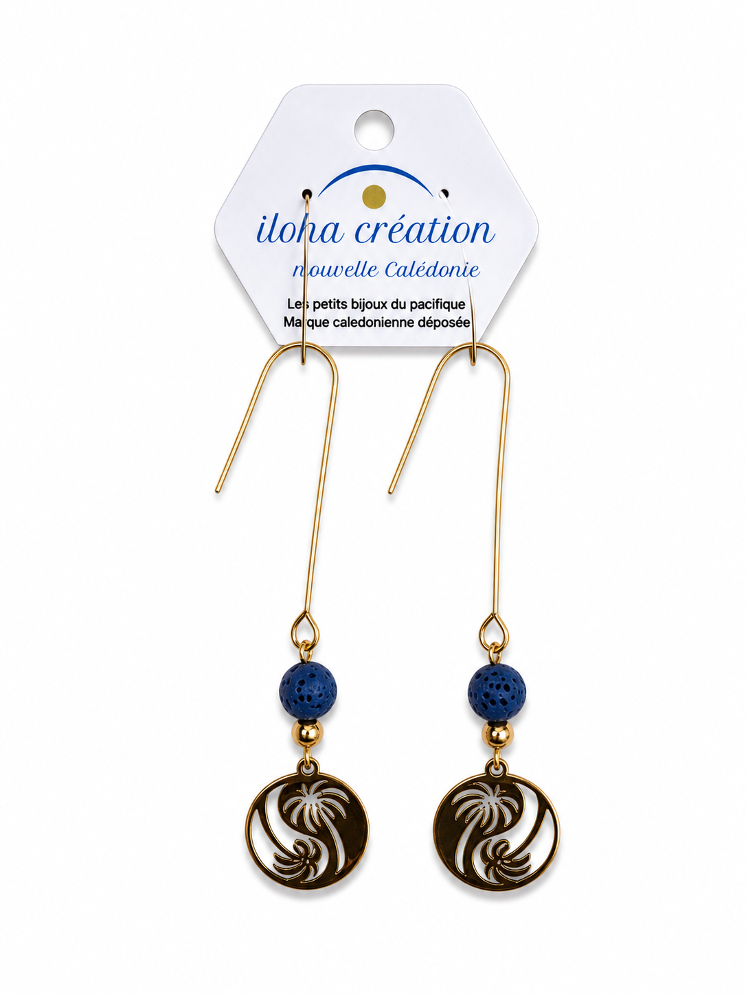 Boucles d'oreilles COCOTIER  6 &  plaqué or 18k - Nouvelle Calédonie