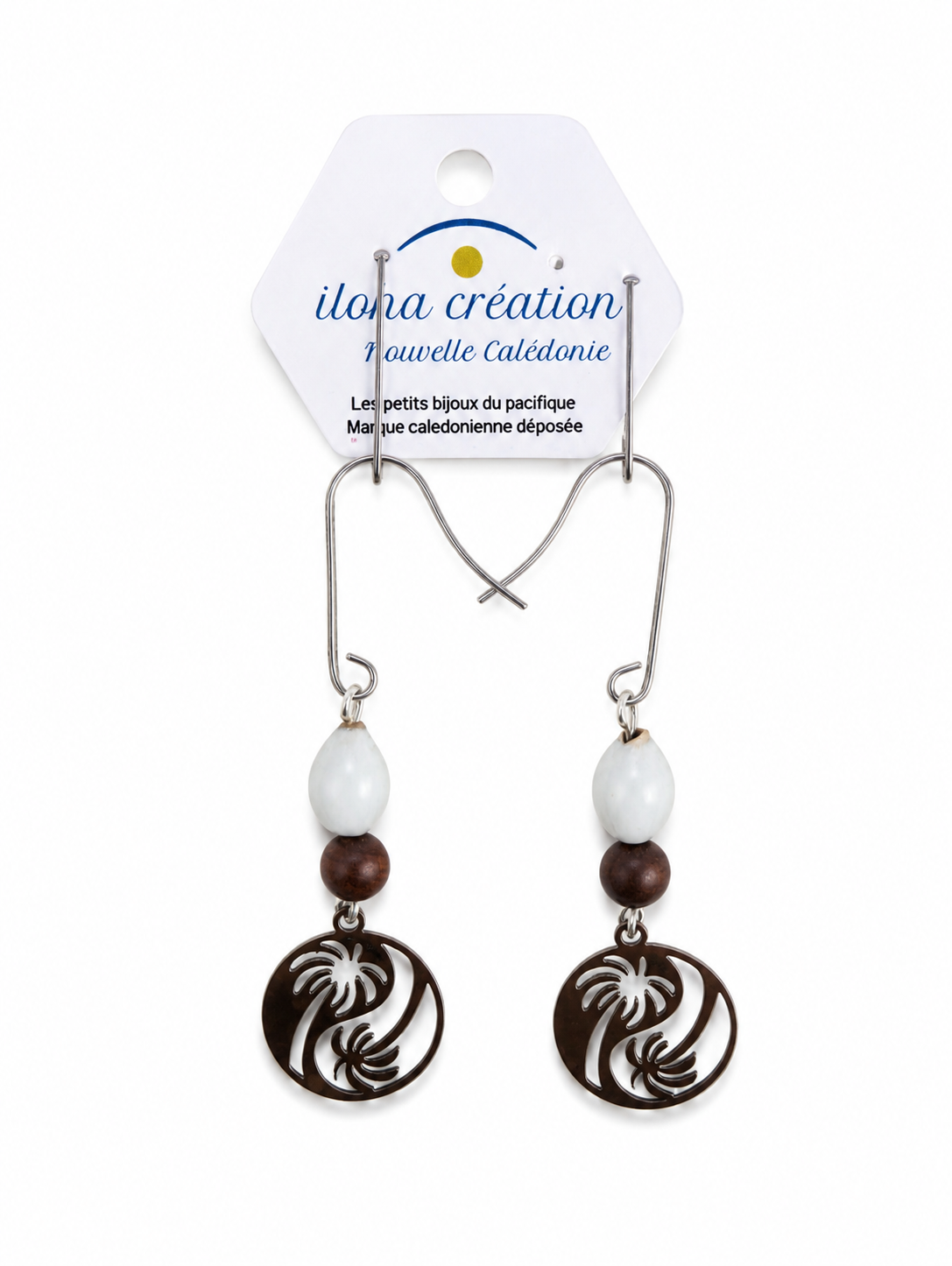 Boucles d'oreilles COCOTIER 3 & graine locale - Nouvelle Calédonie