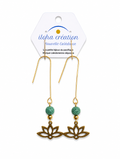 Boucles d'oreilles LOTUS 3 - Pierre volcanique verte - plaqué or - Nouvelle Calédonie