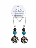 Boucles d'oreilles COCOTIER 4 & Pierre volcanique turquoise - Nouvelle Calédonie