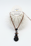 Collier Yate  3 pierre volcanique  noir avec empreinte d' oursin crayon de Nouvelle Calédonie