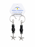 Boucles d'oreilles ÉTOILE DE MER 2 – Graine naturelle & séquins argenté – Nouvelle-Calédonie